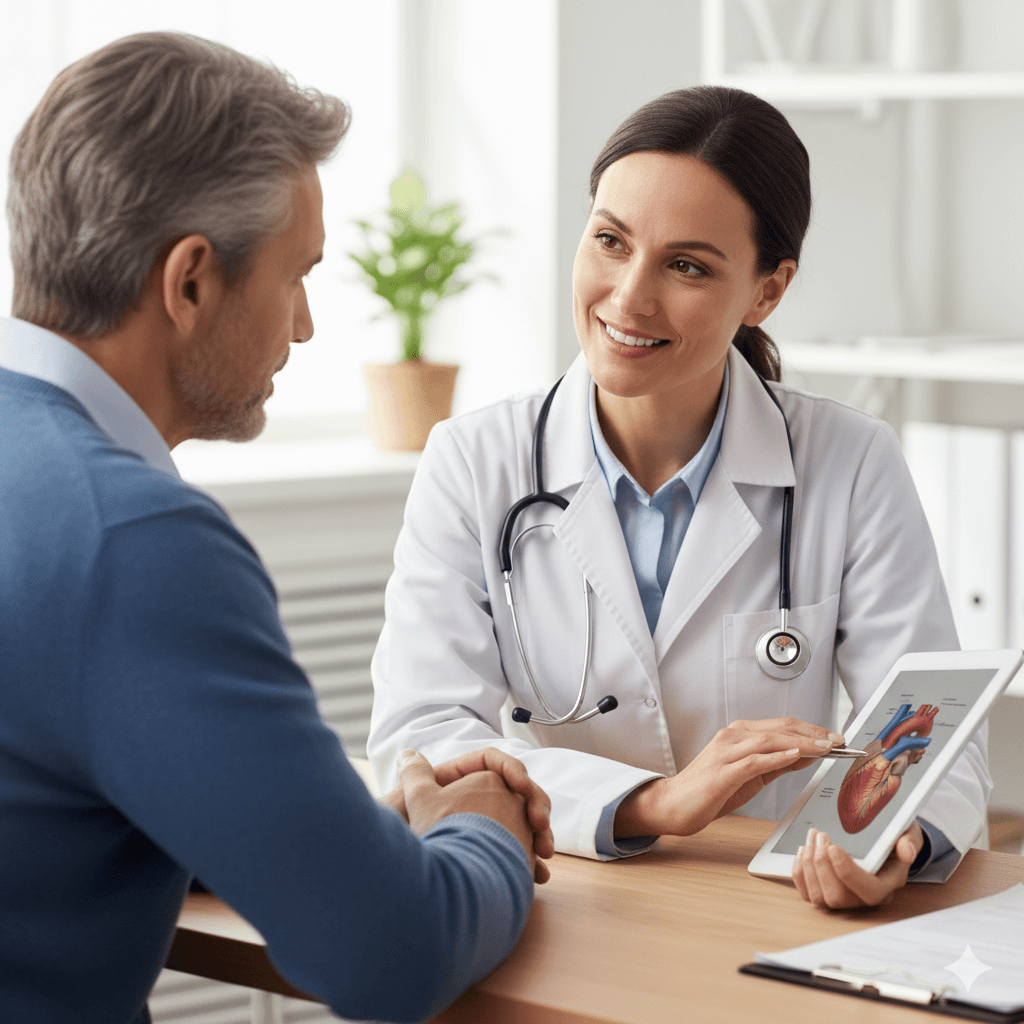 Ozara doctor reviewing patient health data on a personalized care protocol